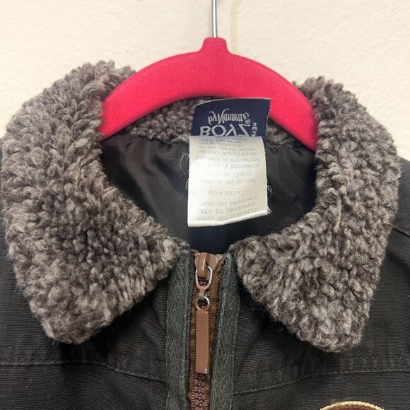 BOYZ by Nannette Kids Full Zip Pilot Jacket Faux Sherpa Collar Patch Sweater 24M - Picture 6 of 11